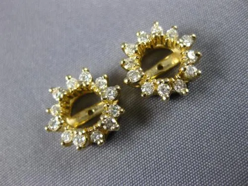 ESTATE .48CT DIAMOND 14KT YELLOW GOLD CLASSIC STAR FLOWER EARRING JACKETS #20880