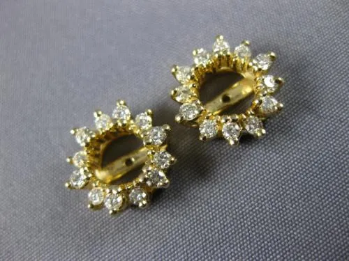 ESTATE .48CT DIAMOND 14KT YELLOW GOLD CLASSIC STAR FLOWER EARRING JACKETS #20880