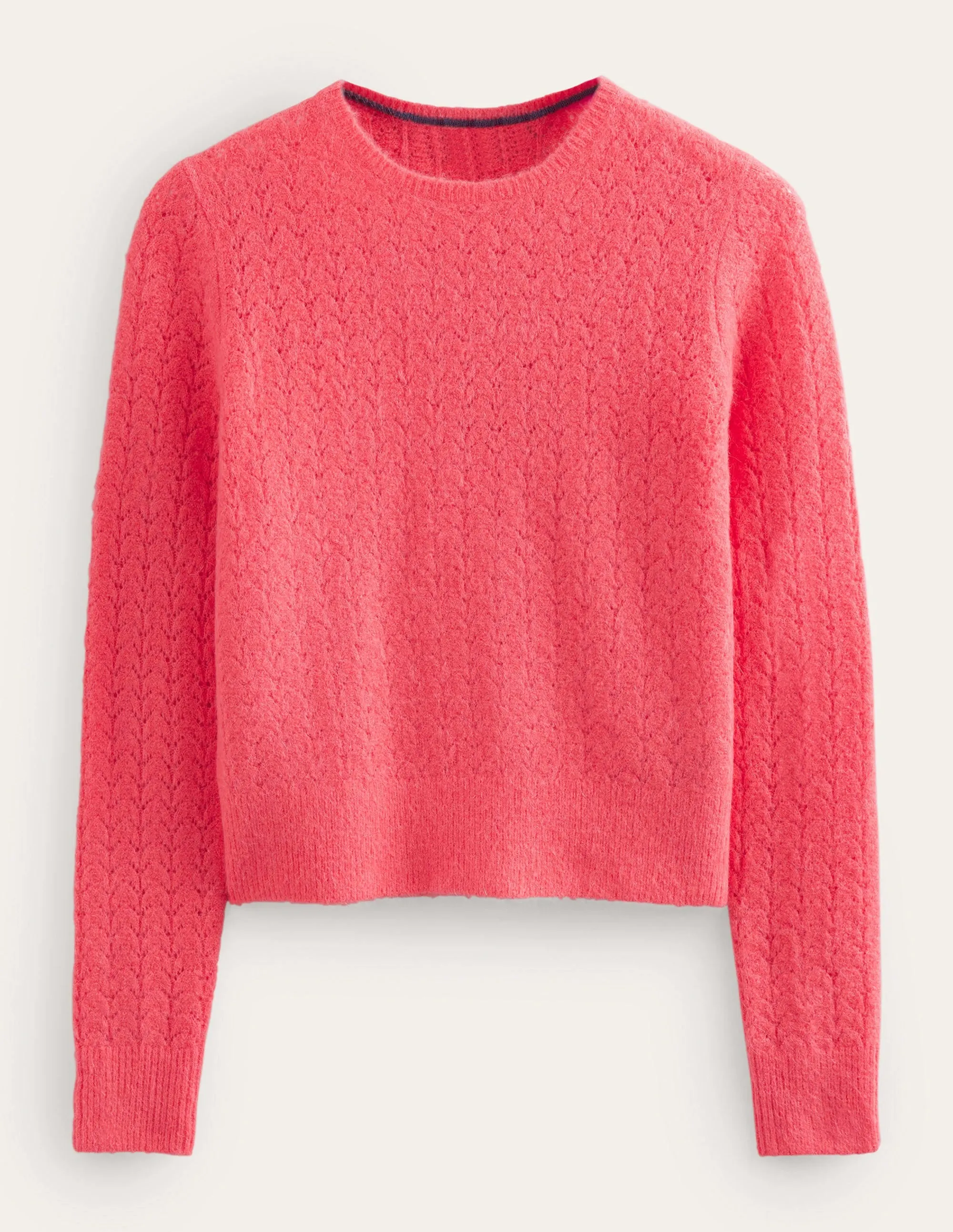 Fluffy Pointelle Jumper-Coral