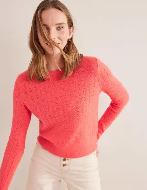 Fluffy Pointelle Jumper-Coral