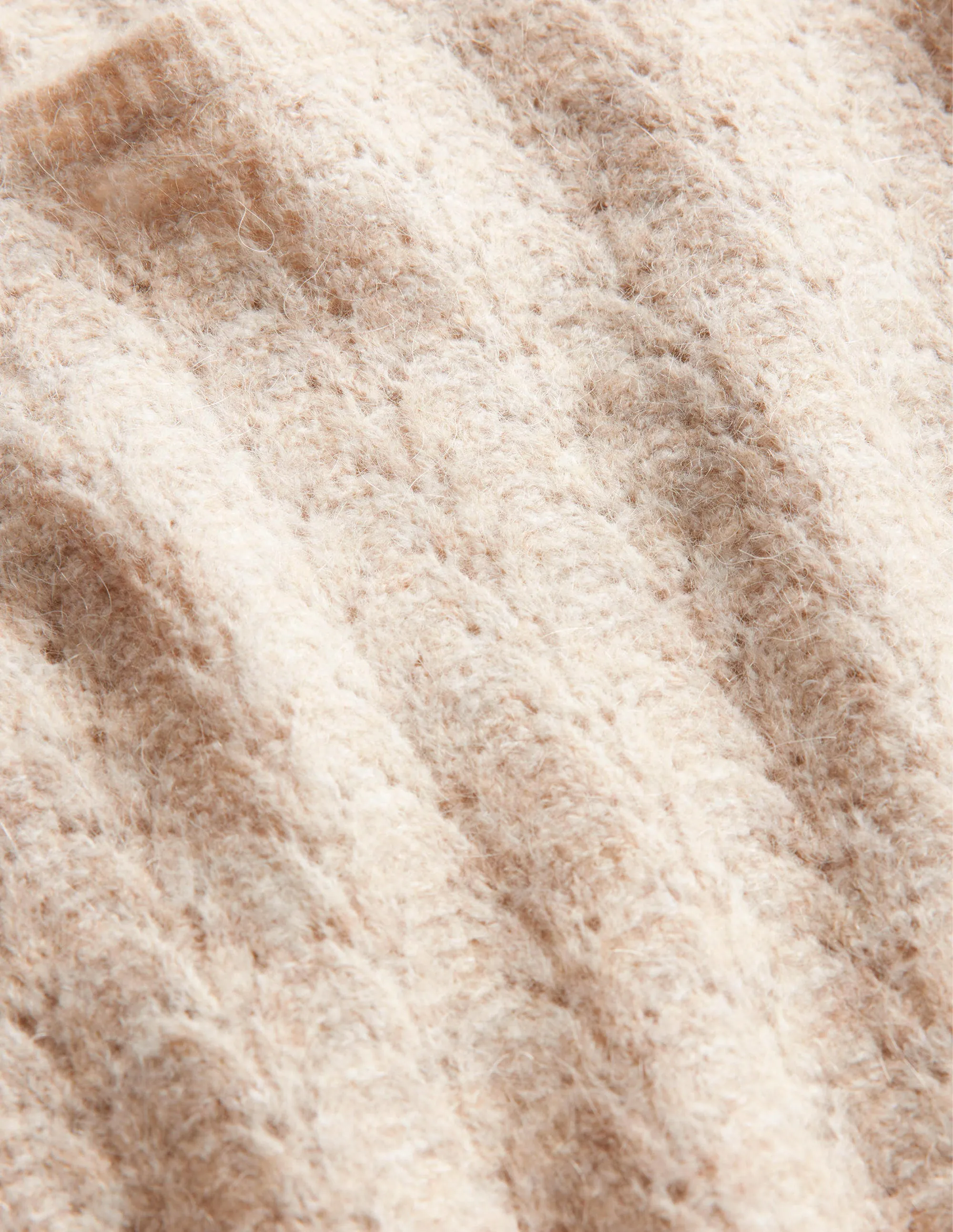 Fluffy Pointelle Jumper-Oatmeal Melange