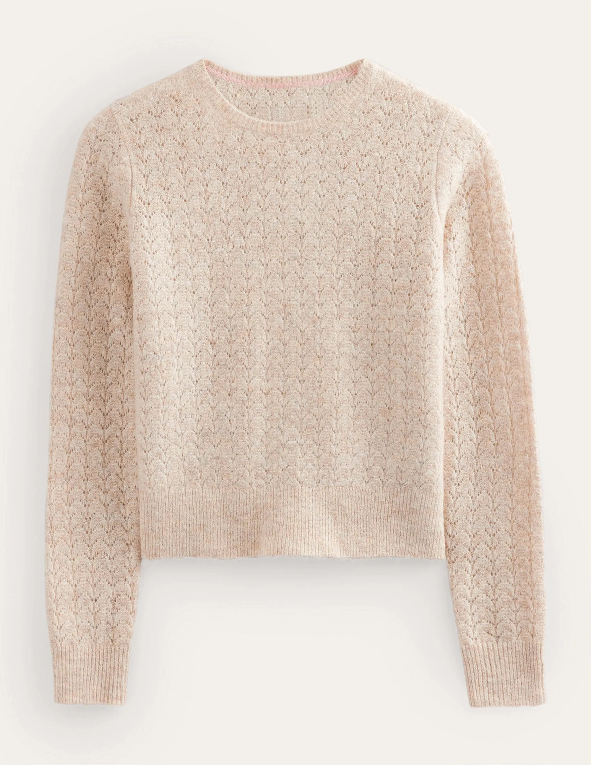 Fluffy Pointelle Jumper-Oatmeal Melange