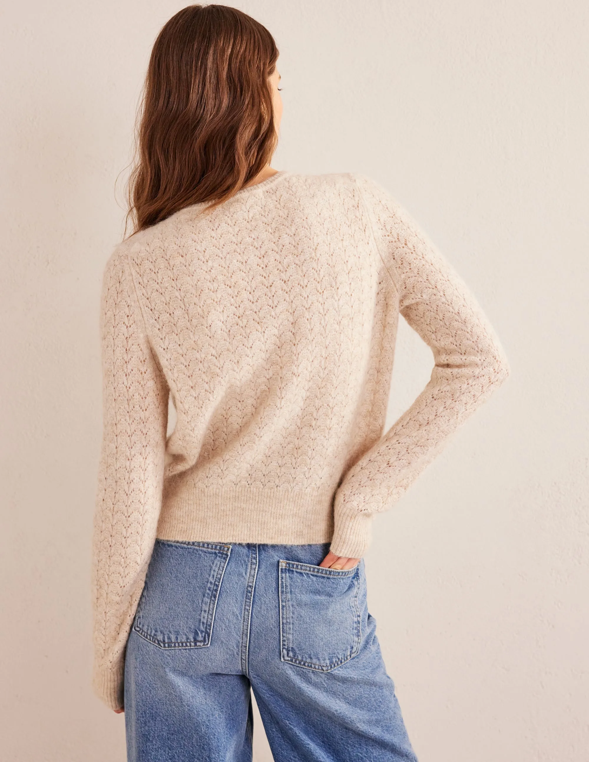 Fluffy Pointelle Jumper-Oatmeal Melange