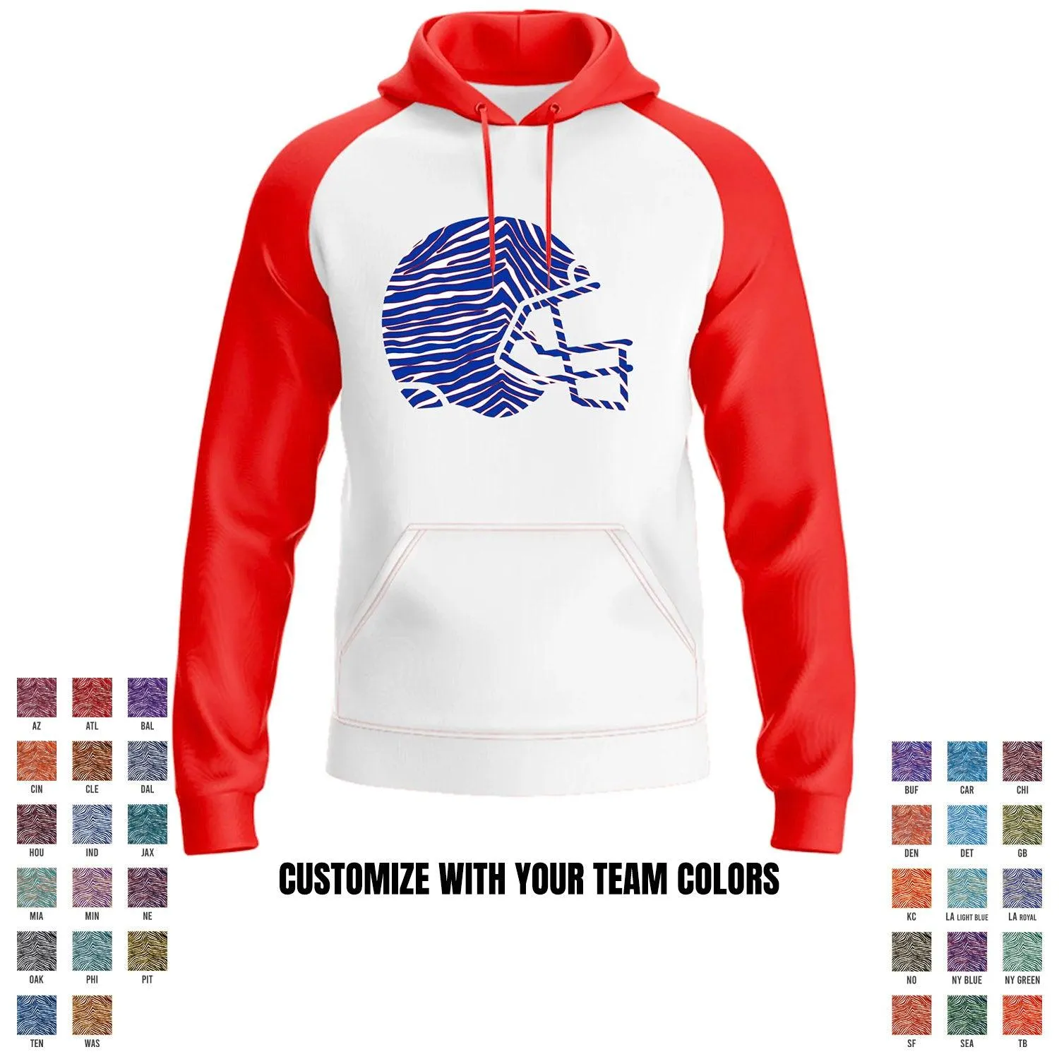 Football Team - Helmet - Performance Defender Hoodie - Red
