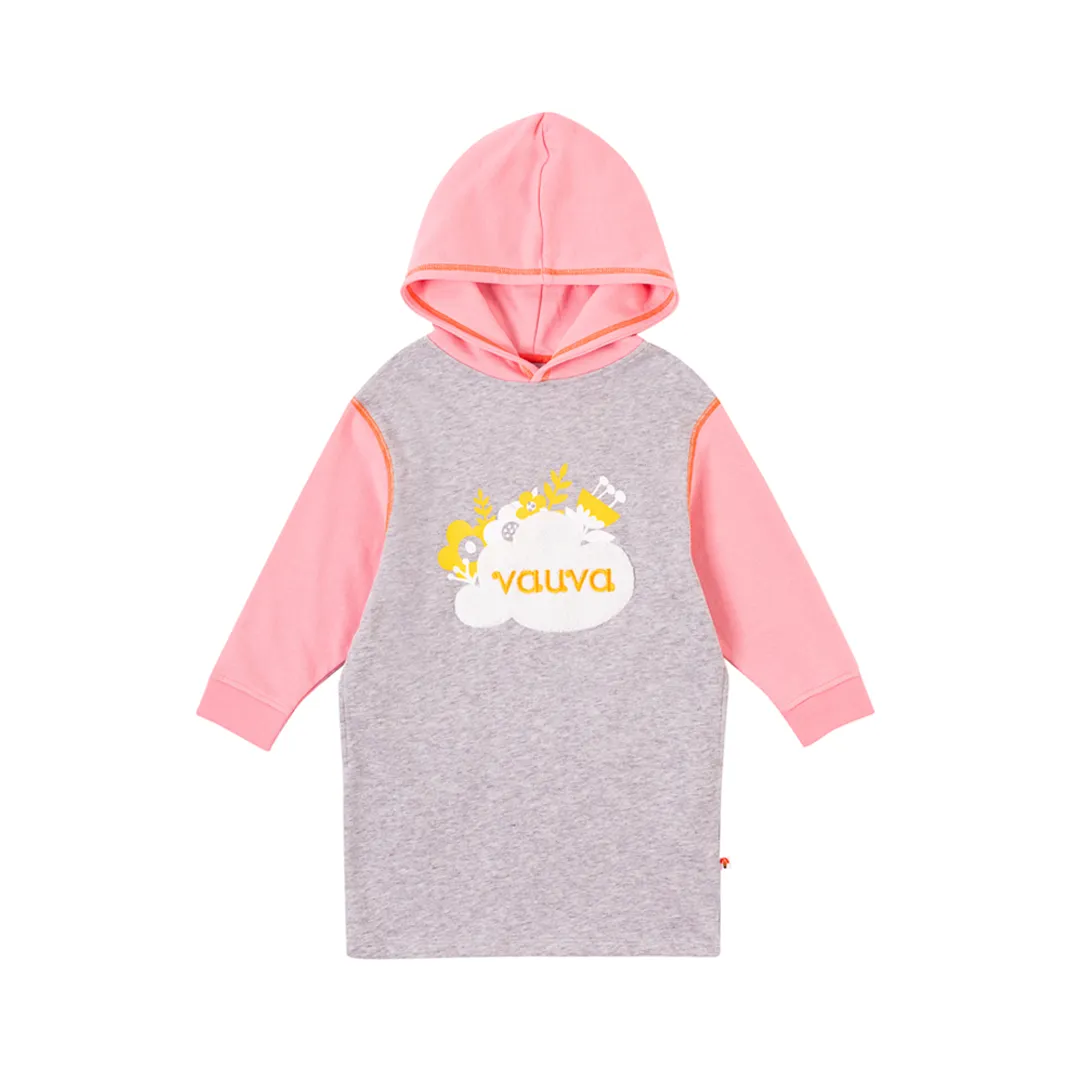 Girls Flower Shrubs Hoodie - Grey and Pink