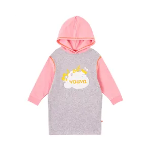 Girls Flower Shrubs Hoodie - Grey and Pink