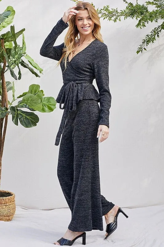 Gray Peplum Pants Set