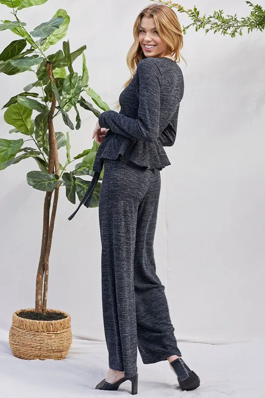 Gray Peplum Pants Set