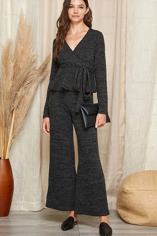 Gray Peplum Pants Set