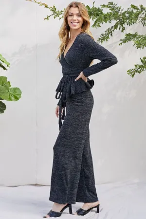 Gray Peplum Pants Set