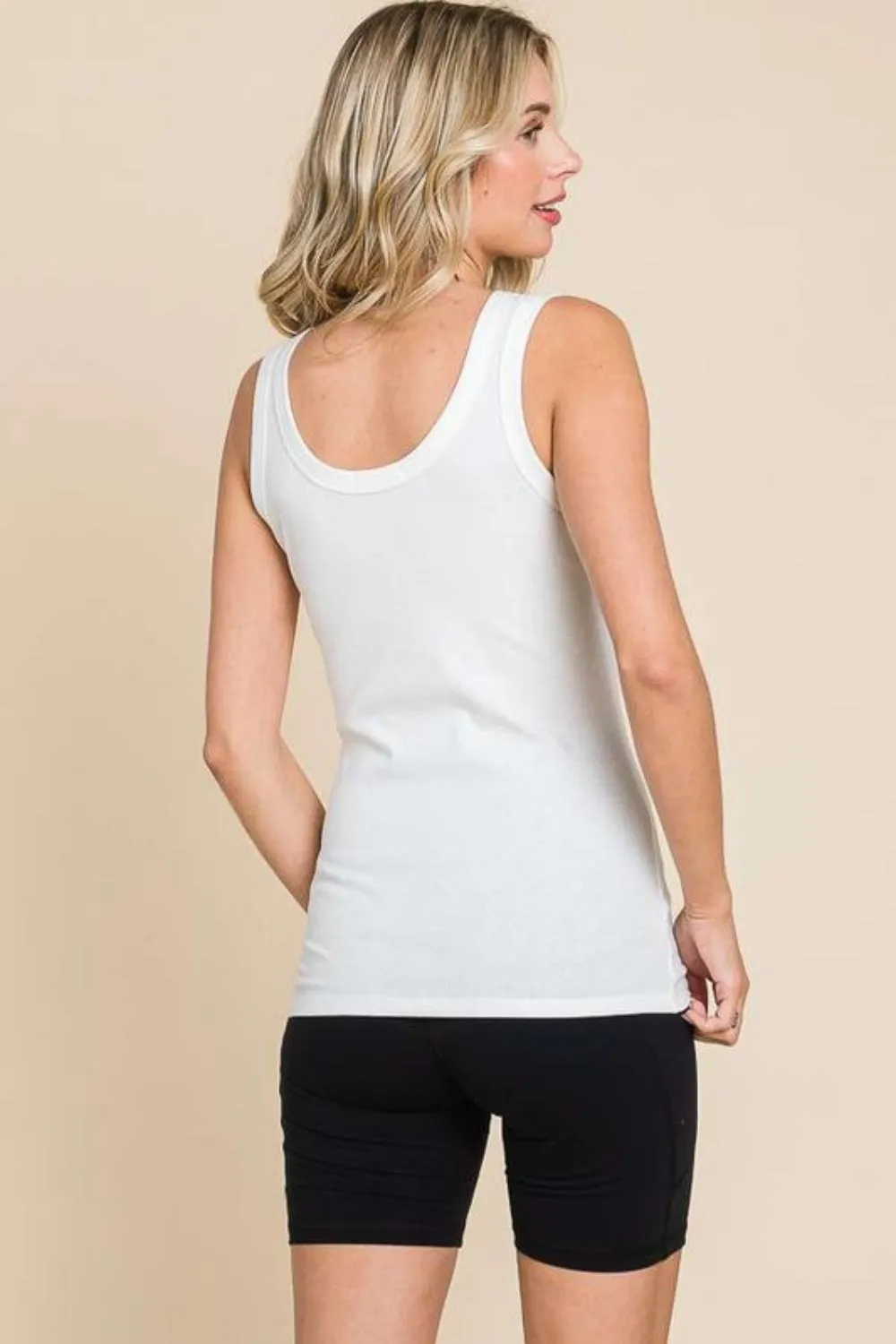 Hester - Ribbed Scoop Neck Tank - White - Exclusively Online