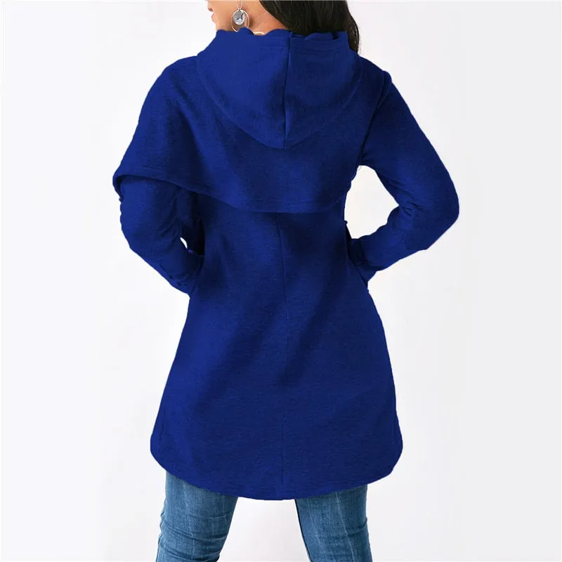 Hooded Long Sleeve Casual Asymmetric Sweatshirt