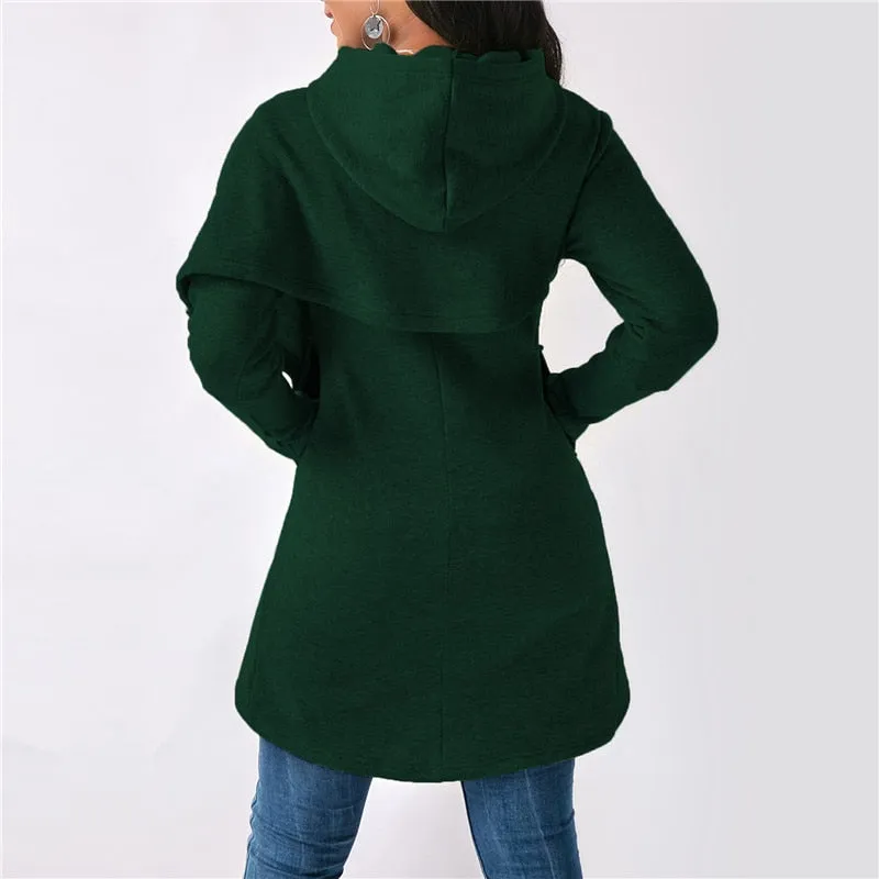 Hooded Long Sleeve Casual Asymmetric Sweatshirt