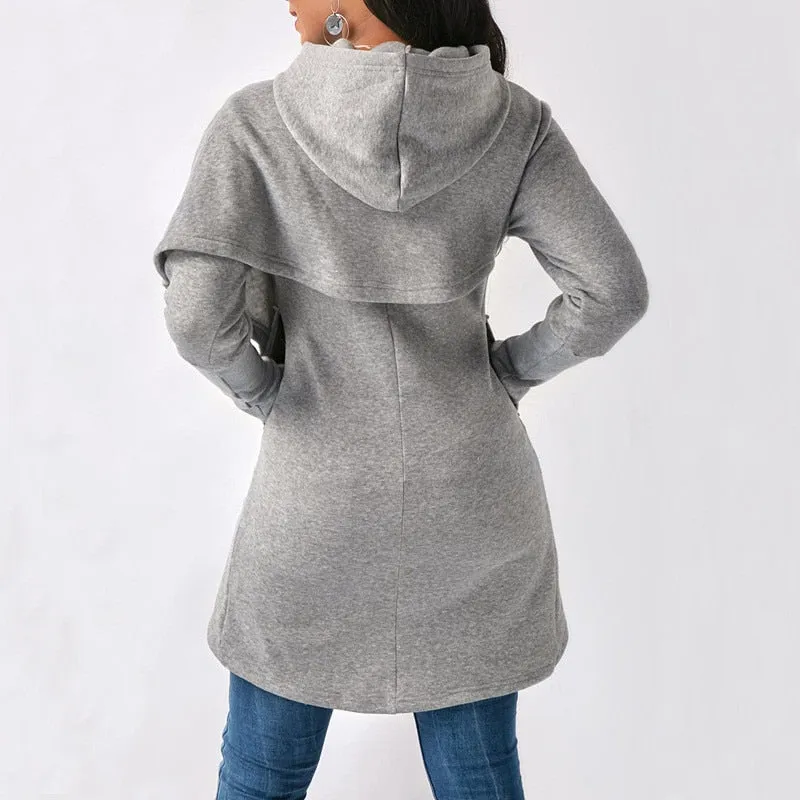 Hooded Long Sleeve Casual Asymmetric Sweatshirt