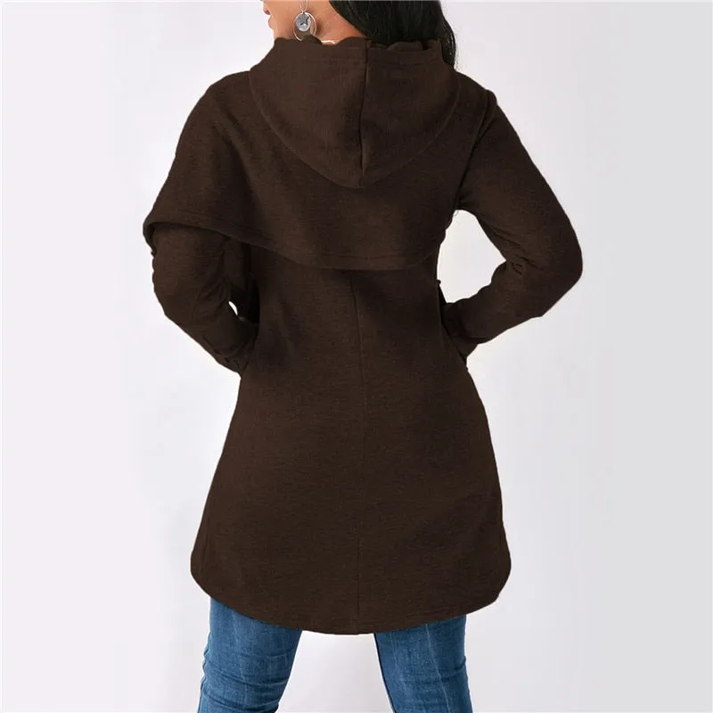 Hooded Long Sleeve Casual Asymmetric Sweatshirt