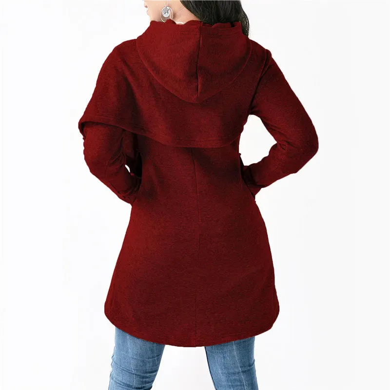 Hooded Long Sleeve Casual Asymmetric Sweatshirt
