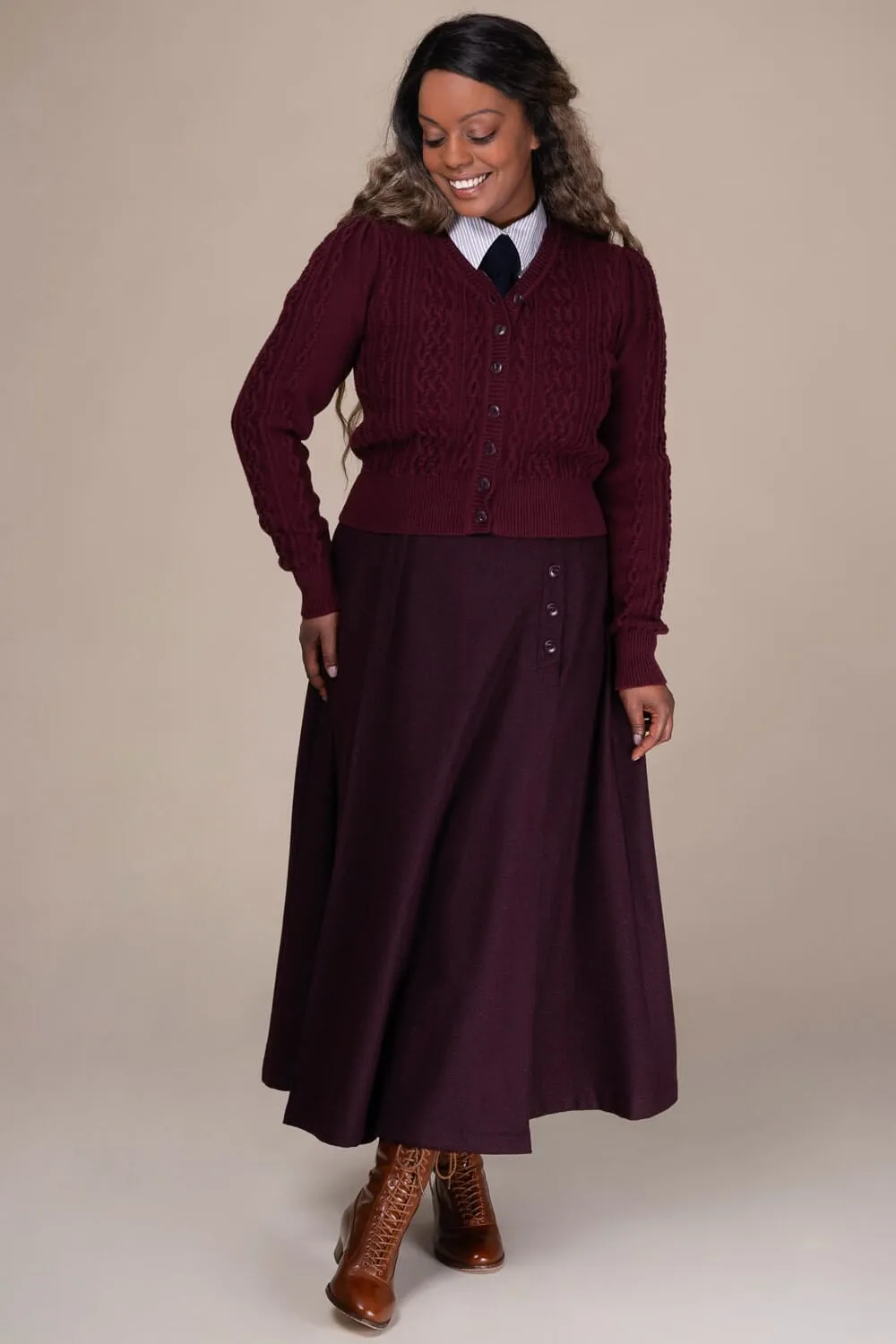 Ice Breaker Cardigan i 'plum'