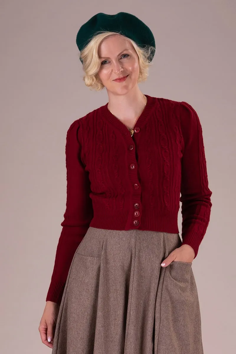 Ice Skater Cardigan i burgundy