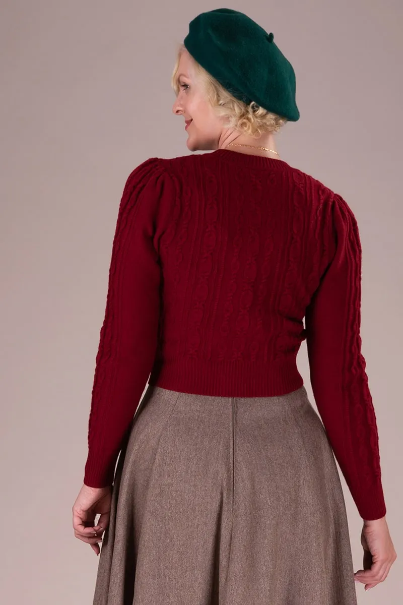 Ice Skater Cardigan i burgundy