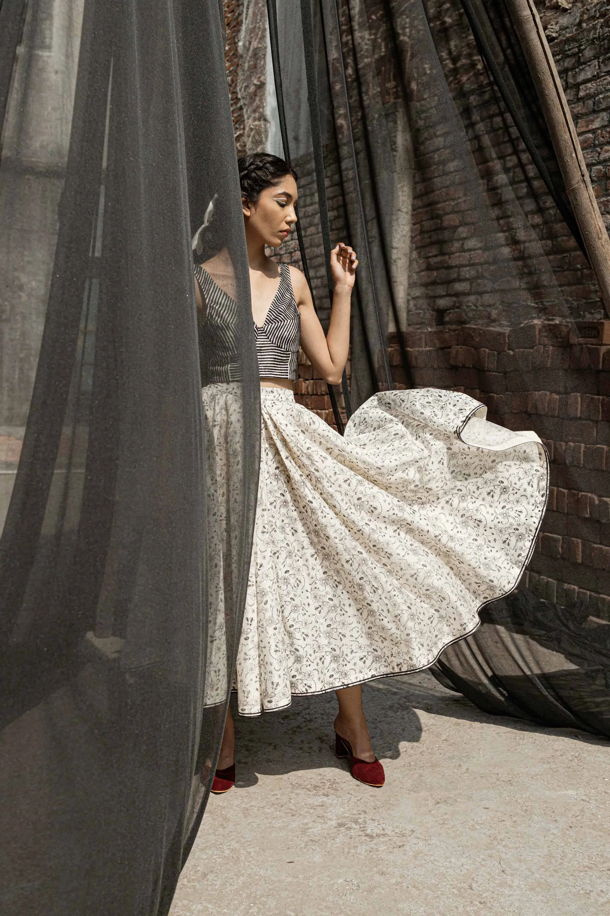 Ivory Chanderi Skirt