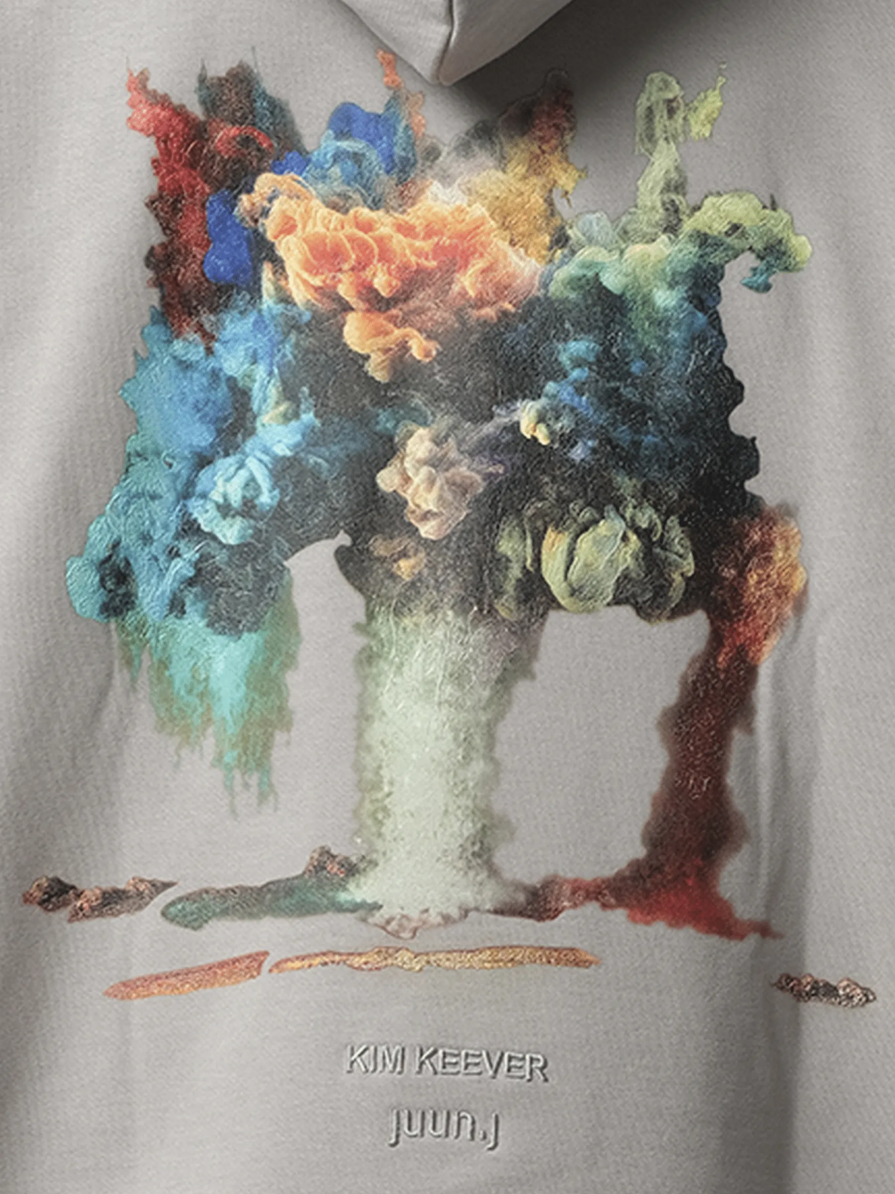 Kim Keever Flower Graphic Hoodie in Light Grey