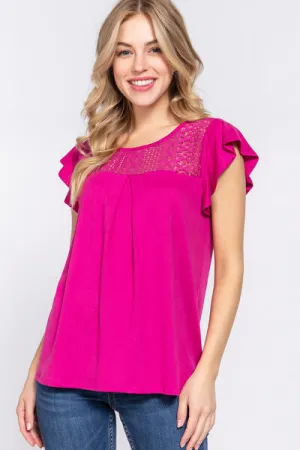 Lace-Detail Knit Top