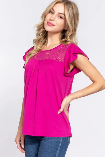 Lace-Detail Knit Top