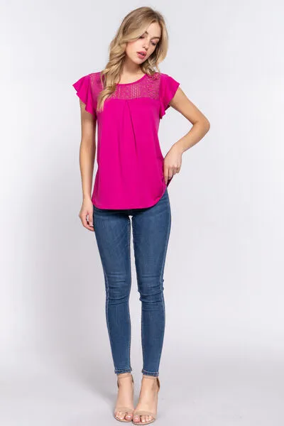 Lace-Detail Knit Top