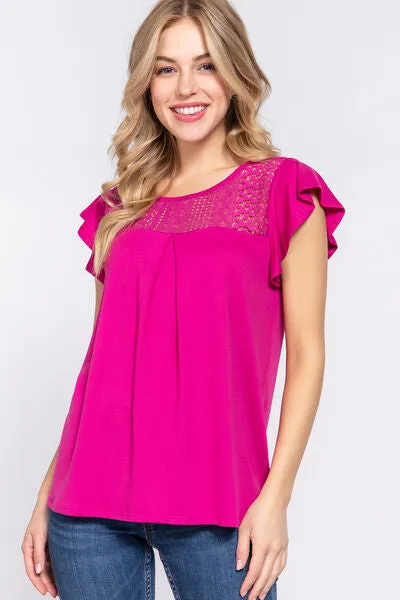 Lace-Detail Knit Top