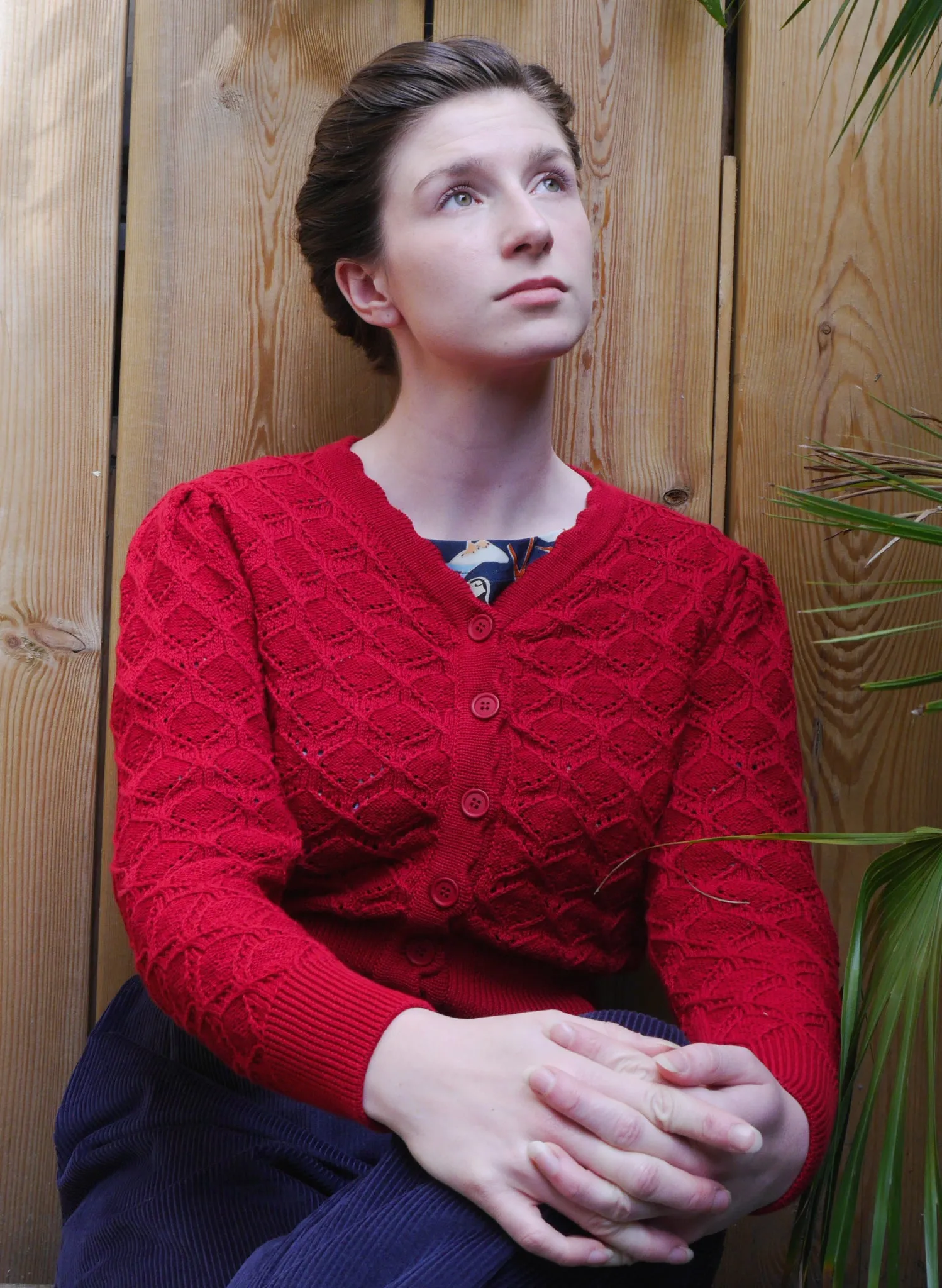 Leah Winter Vine Knitted Cardigan - Burgundy