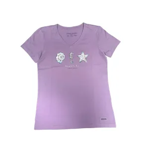 Life Is Good. Women's Seashell Newport RI Crusher Vee, Violet Purple