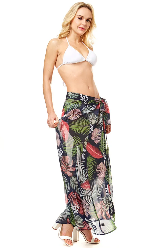 LOF1052 Tropical Leaf Beach Wrap Skirt