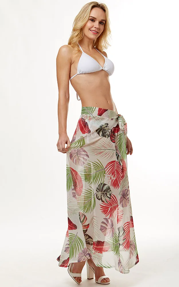 LOF1052 Tropical Leaf Beach Wrap Skirt