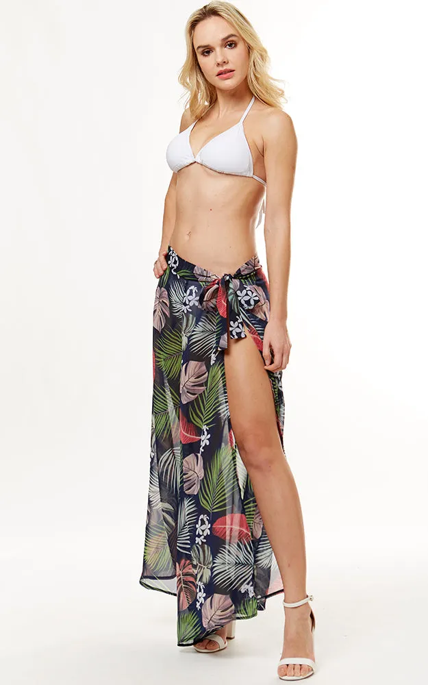 LOF1052 Tropical Leaf Beach Wrap Skirt