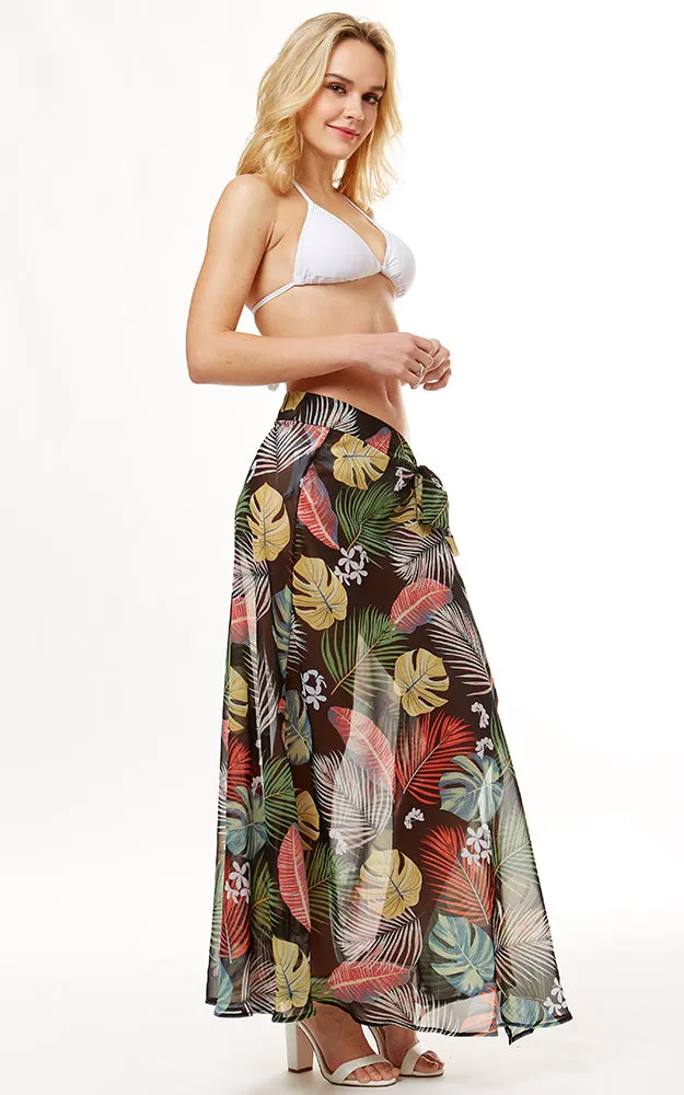LOF1052 Tropical Leaf Beach Wrap Skirt