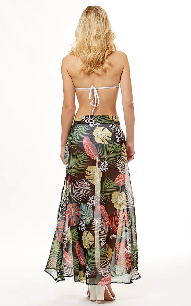 LOF1052 Tropical Leaf Beach Wrap Skirt