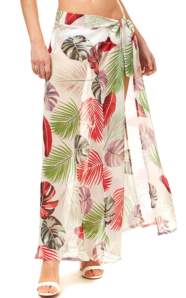 LOF1052 Tropical Leaf Beach Wrap Skirt