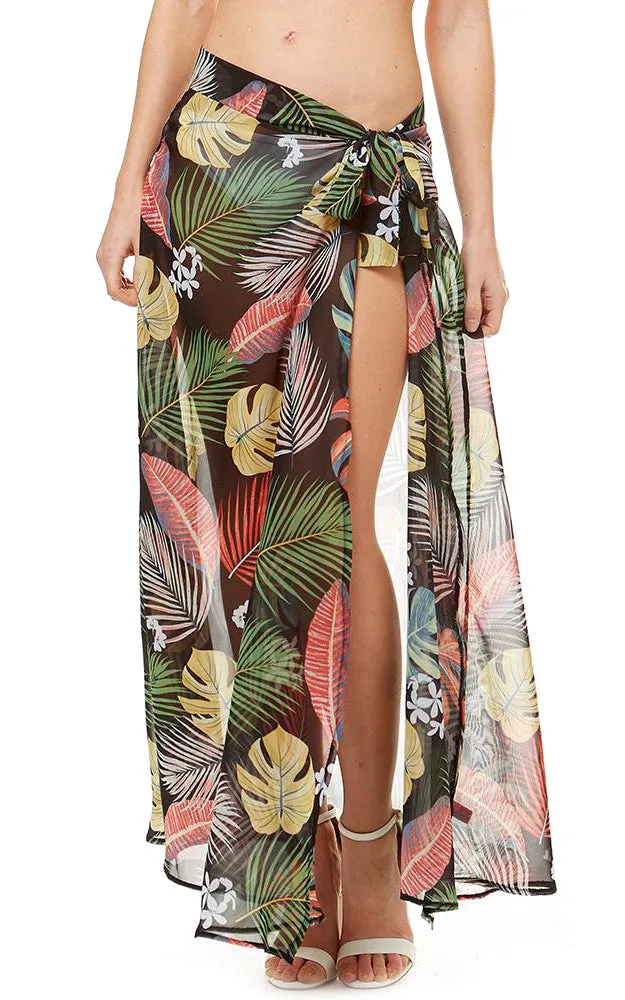 LOF1052 Tropical Leaf Beach Wrap Skirt
