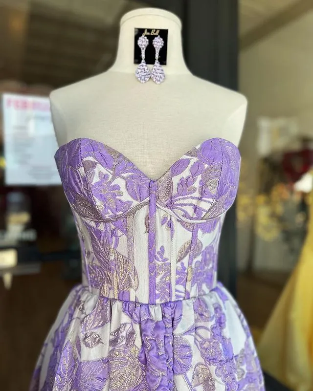 Luolandi A-Line Sweetheart Floral Printed Long Prom Dresses Beautiful Evening Party Dresses