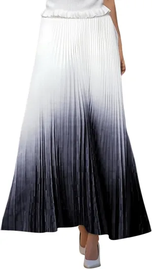 Maxi Skirts for Women 2025 Elastic Waist Peasant Trendy Business Casual Travel Pleated Beach Smocked Womens Floral Skirt