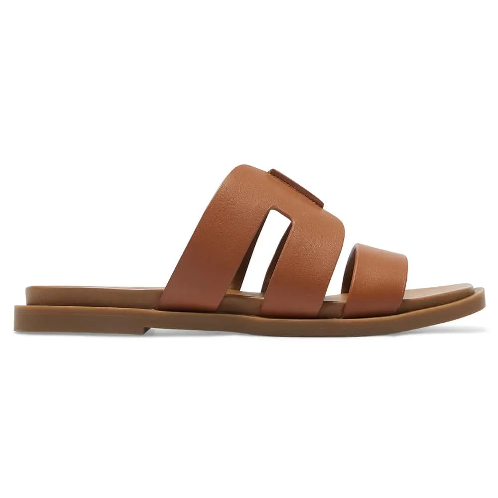 Maxine Flat in Tan Leather