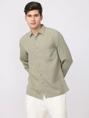 Men Green Regular Fit Cotton Blend Shirt