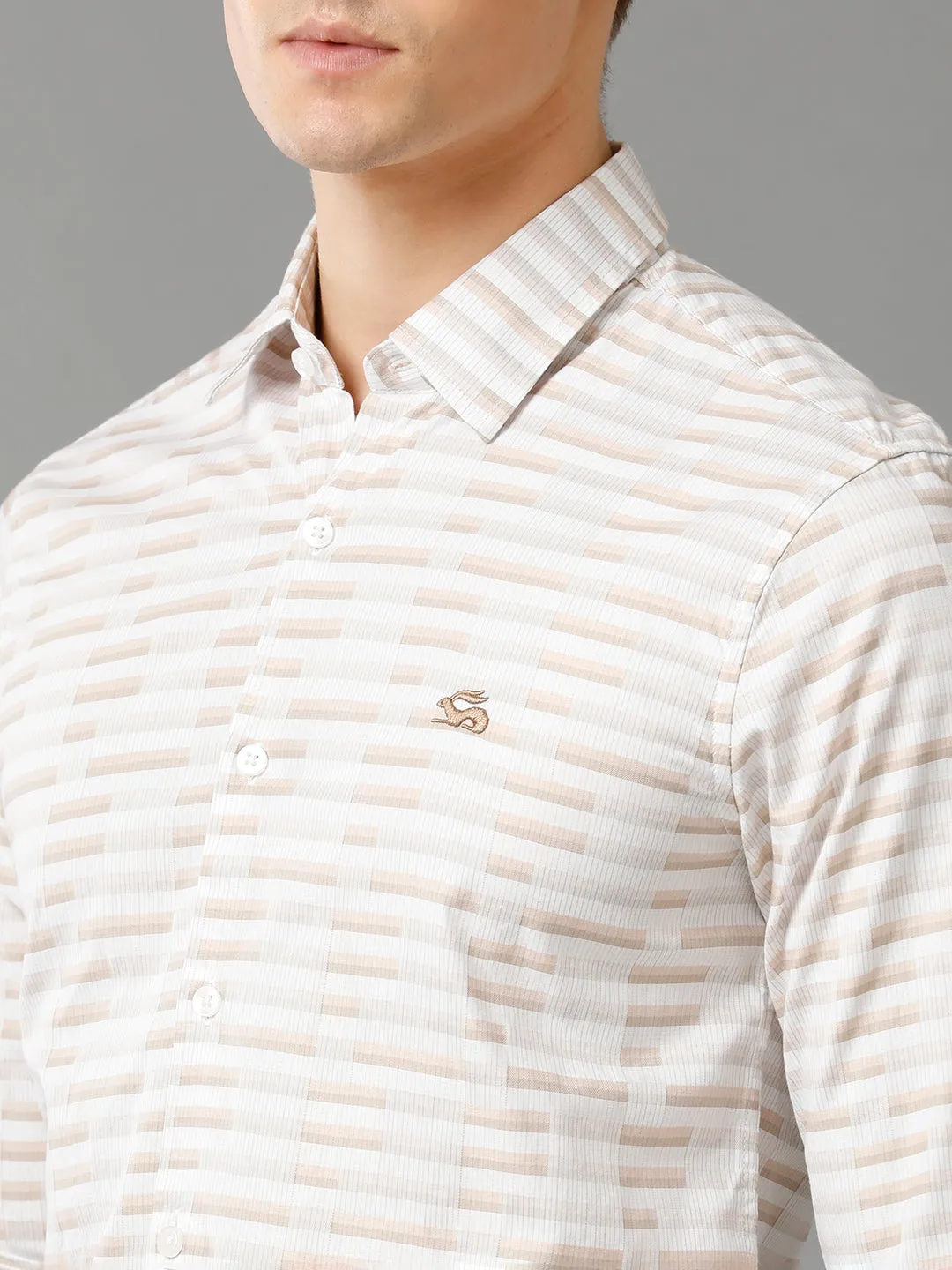 Men White Checked Slim Fit Giza Cotton Casual Shirt