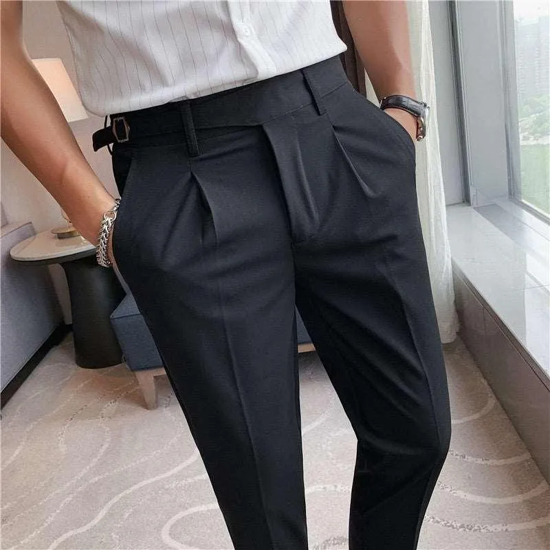 Men's Casual Suit Slim-fit Ankle-tied Cropped Pants