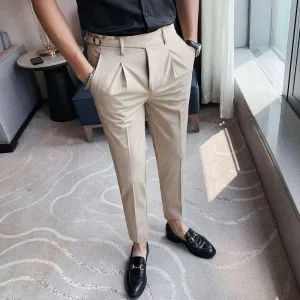 Men's Casual Suit Slim-fit Ankle-tied Cropped Pants