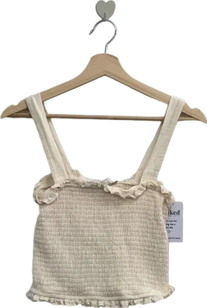 Michelle Keegan Cream Smocked Crop Top UK 10