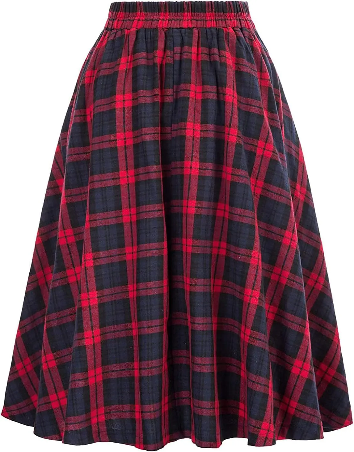 Midi Skirts for Women High Waist Pleated A line Skirt Button Wrap Plaid Graphics Long Skirts Summer Fashion Swing Maxi Skirt