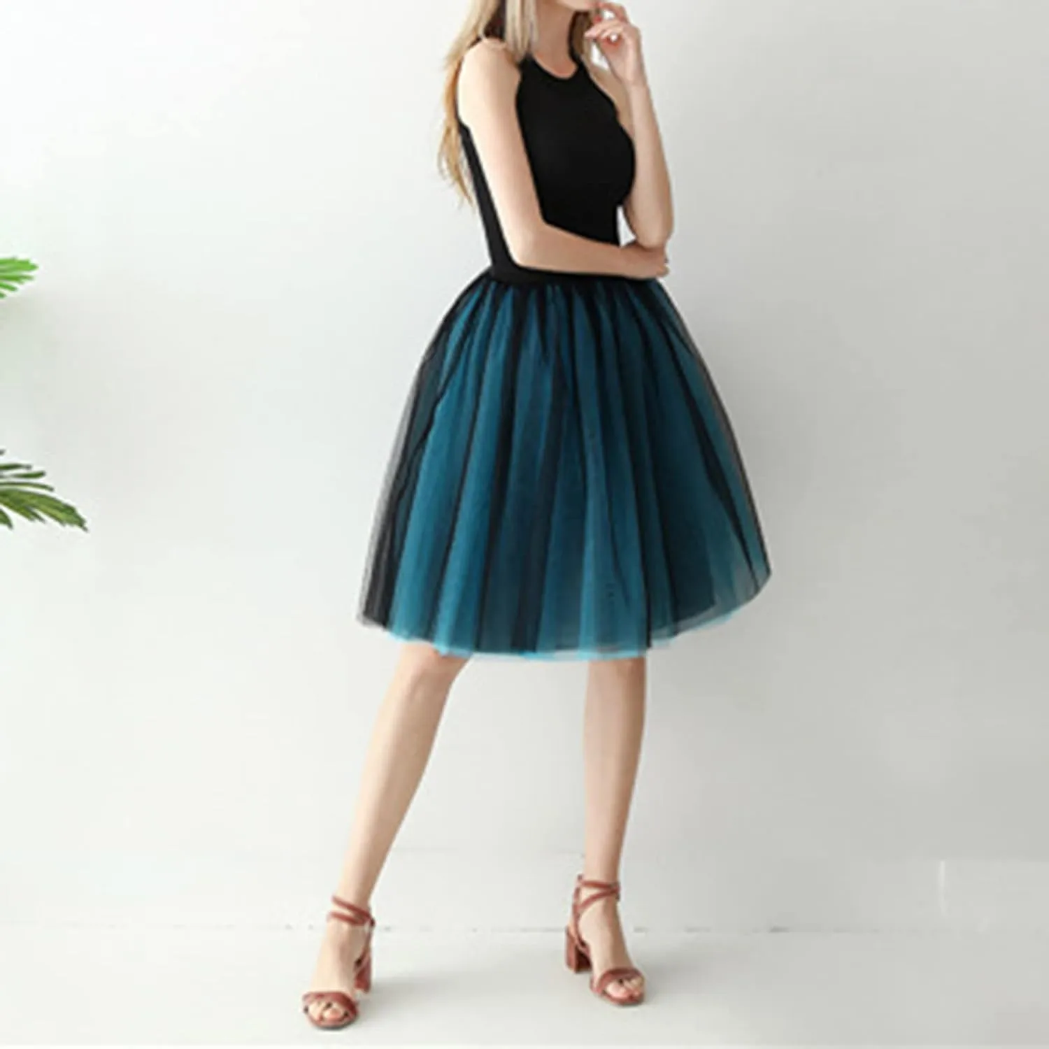 Midi Skirts for Women Womens Puffy Ballet Skirts Tutu Skirt Pleated Skirt Layer Mesh Skirt High Waist A-line