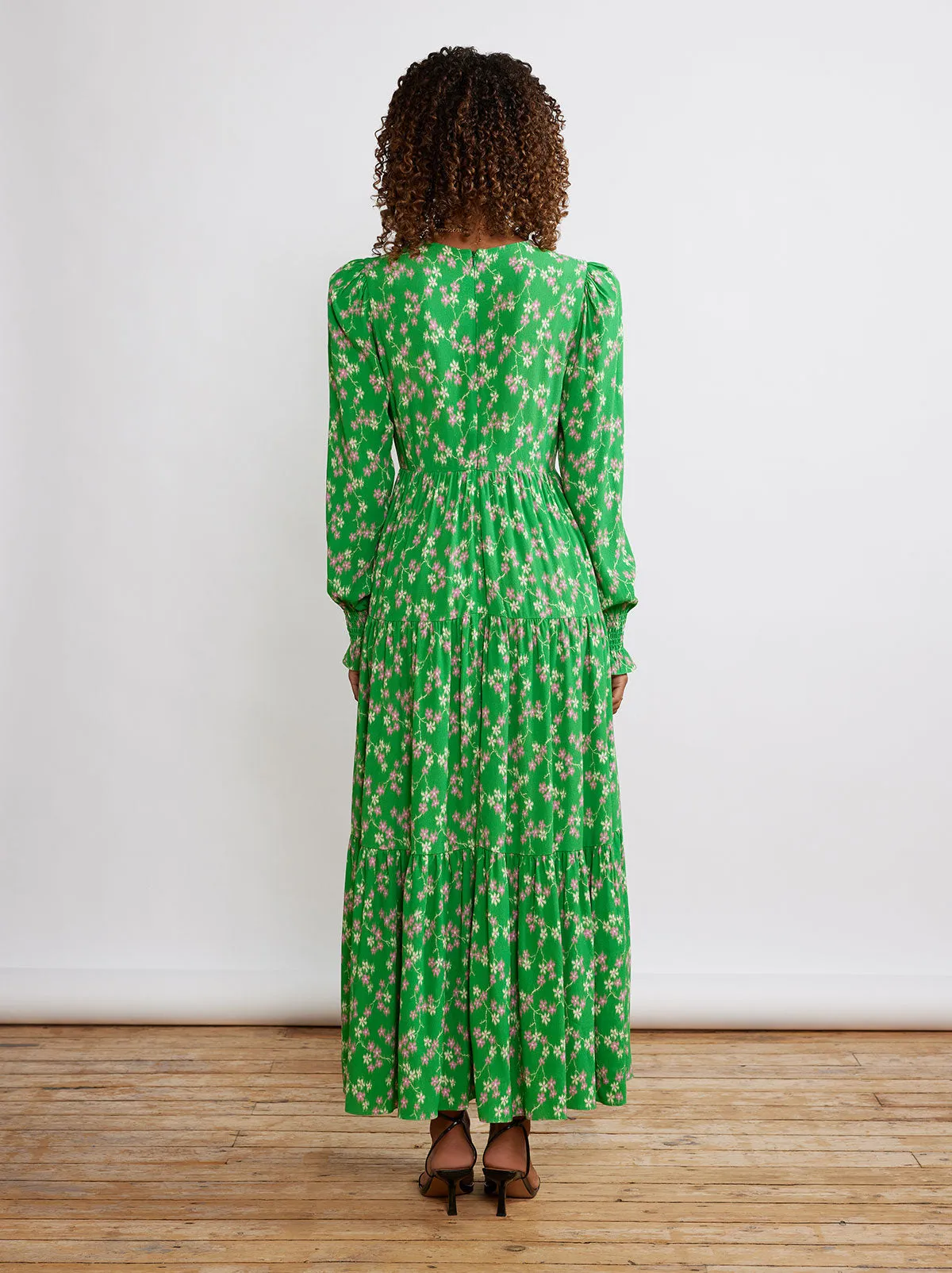 Nicole Green Floral Maxi Dress