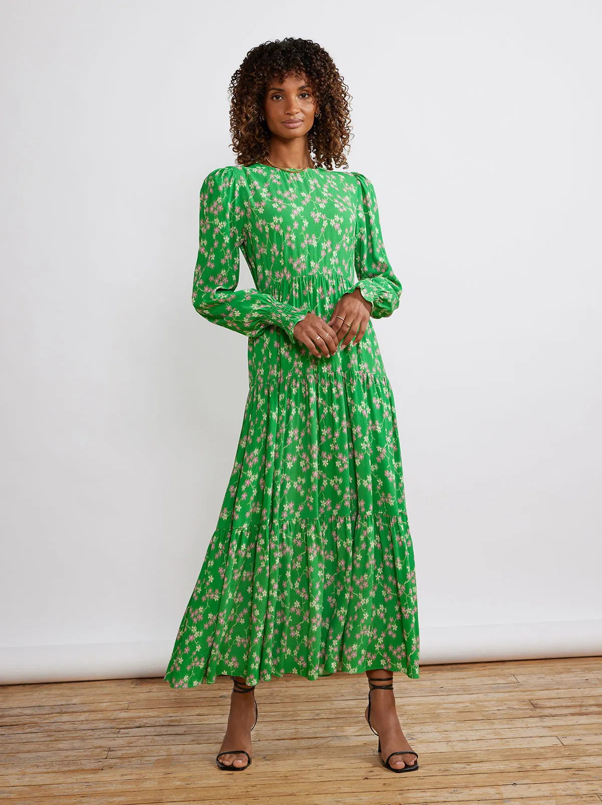 Nicole Green Floral Maxi Dress